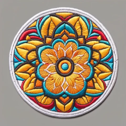 Embroidered Flower Patch, A Simple Cute Flower, Bright Yello... — SDXL AI Prompt: embroidered flower patch, a simple cute flower, bright yellow center, symmetrica...