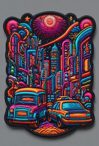 Ral-embroideredpatchc ,.embroidered Patch Of, Neon , Cyberpu... — SDXL AI Prompt: ral-embroideredpatchc ,.embroidered patch of, neon , cyberpunk , Tokyo , night ,...