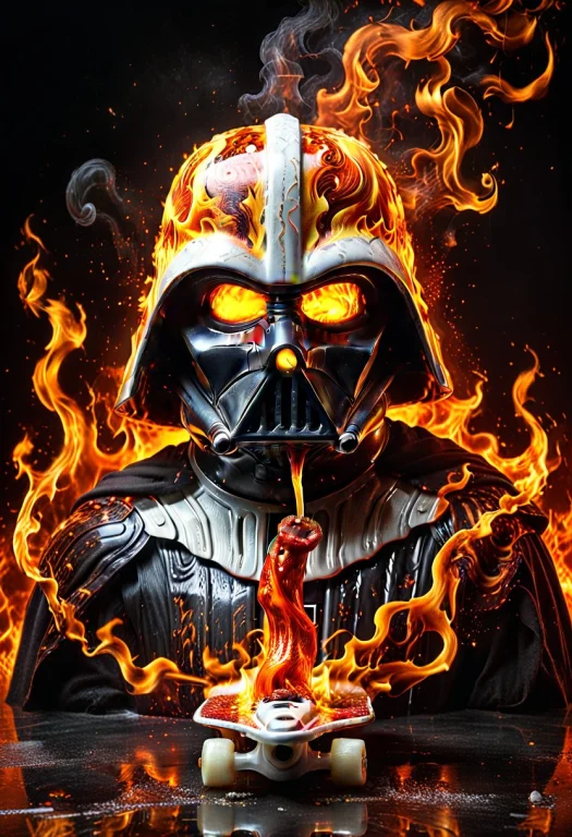 Flowing Flames, White Darthvader Formed Entirely From Swirli...