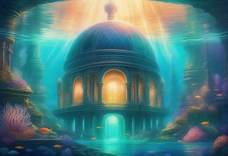 An Underwater Dome City Glowing In The Deep, Telephoto Compr...
