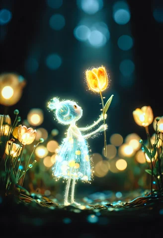 A Magical Forest Sprite. Magical Ethereal Being Made Of Ligh... — Stable Diffusion AI Prompt: A magical forest sprite. Magical ethereal being made of light particles. Mystica...