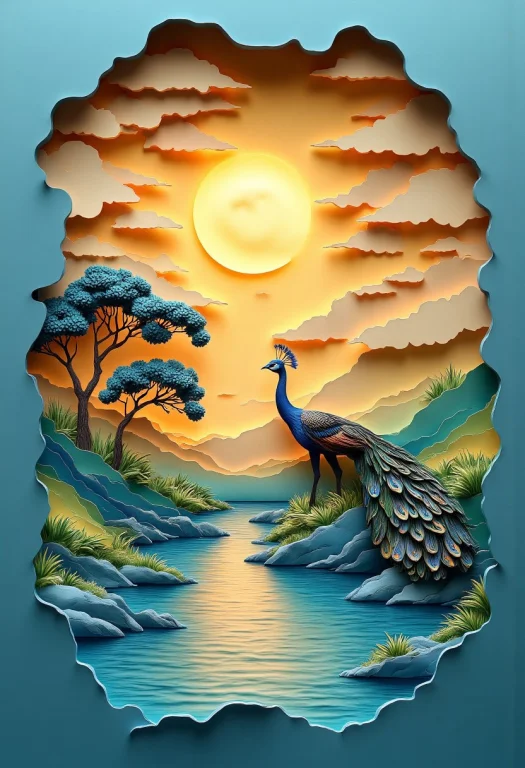 Thick Layered Papercut Art Of In Pastel Hues And Romantic Ar...