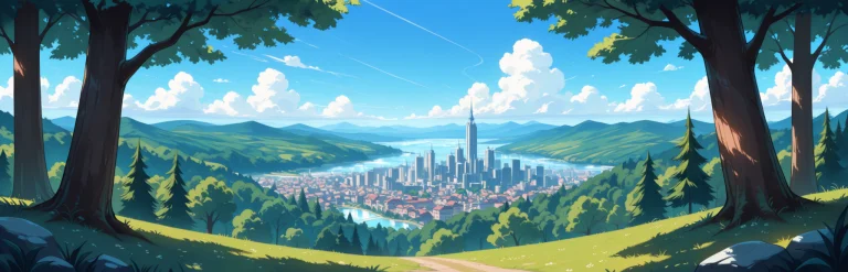 No Humans, Fantasy World, Forest Landscape, Cityscape, Build...