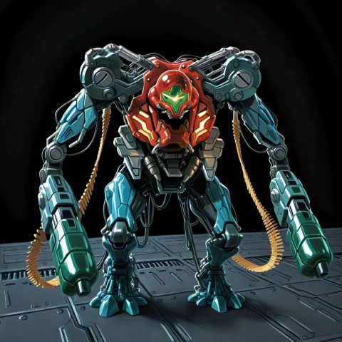Samus Aran,metroid Matrapu, Robot, Arm Cannon, Ammo Belt, ,... — Stable Diffusion AI Prompt: samus aran,metroid matrapu, robot, arm cannon, ammo belt, , human, piloting,shou...