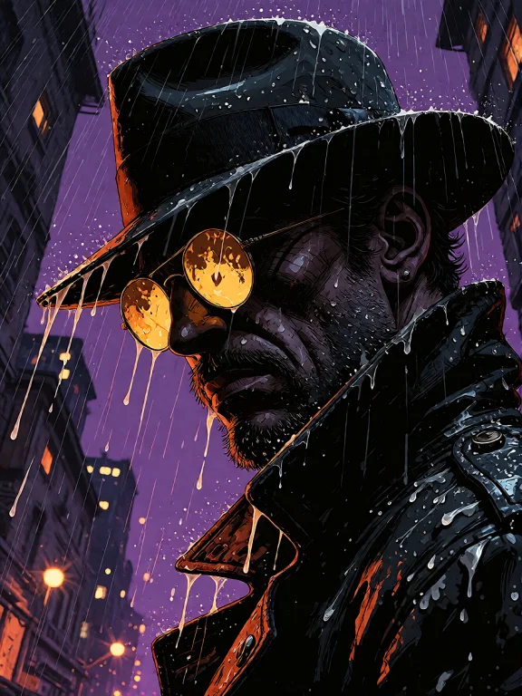 Neo-noir Dark Graphic Novel Illustration, Private Investigat...