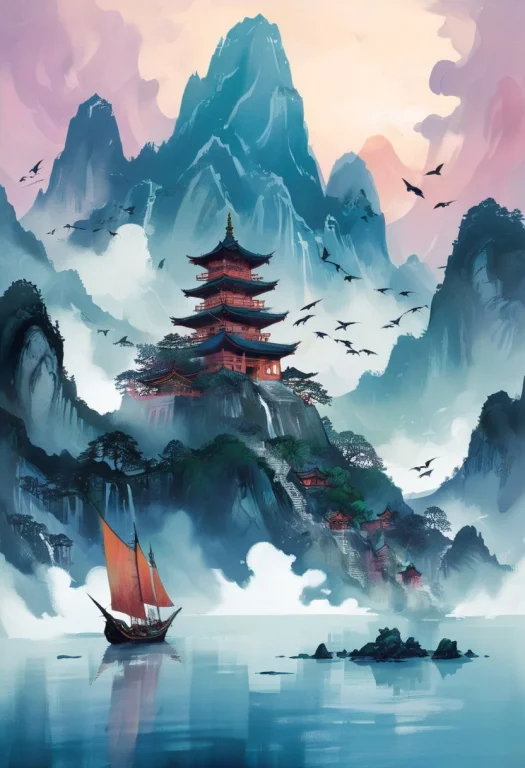 Enhanceimage, Serene Sail - Title Temple In The Sky Minimali...