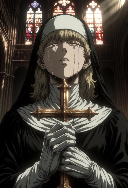Darkartstyle, A Solemn Nun With Blonde Hair And Pale Skin St...