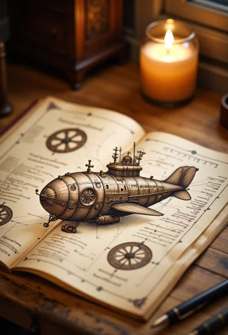 Sepia Anatomysketch Of A Steampunk Airship, Highly Detailed.... — FLUX AI Prompt: sepia anatomysketch of a steampunk airship, highly detailed. The sketch is place...