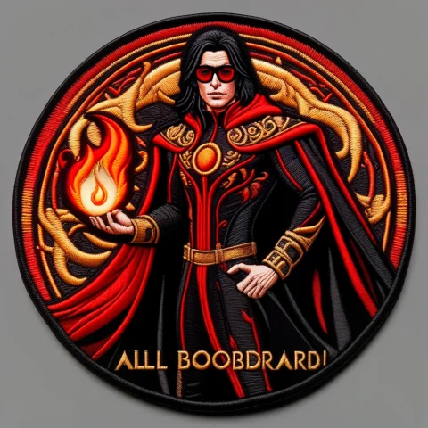 Ral-embroideredpatch 1man, Solo, Long Center Parted Black Ha... — SDXL AI Prompt: ral-embroideredpatch 1man, solo, Long center parted black hair, Round red Glasse...