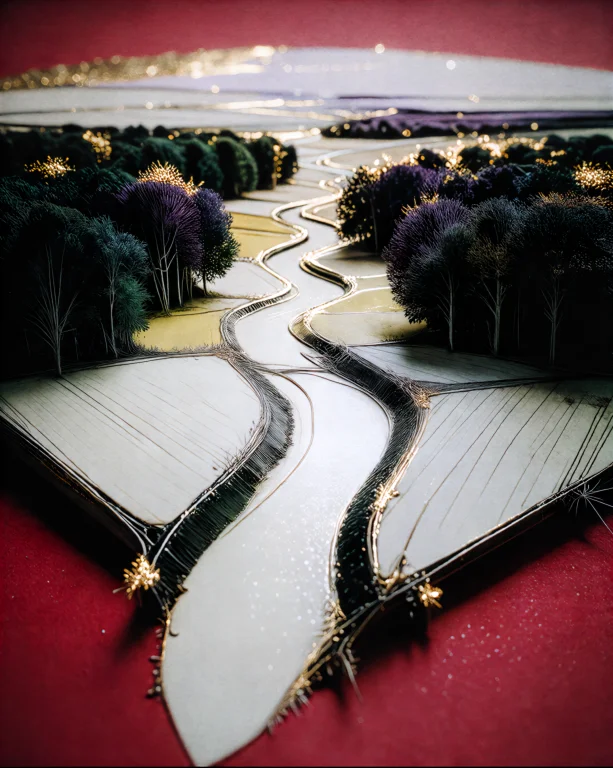 Zidiusart Against A Solid Crimson Background A Landscape Ren...