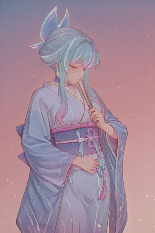 Astralkamii. 1girl, Solo, Casual Komon Kimono1.1, Muted Seas...