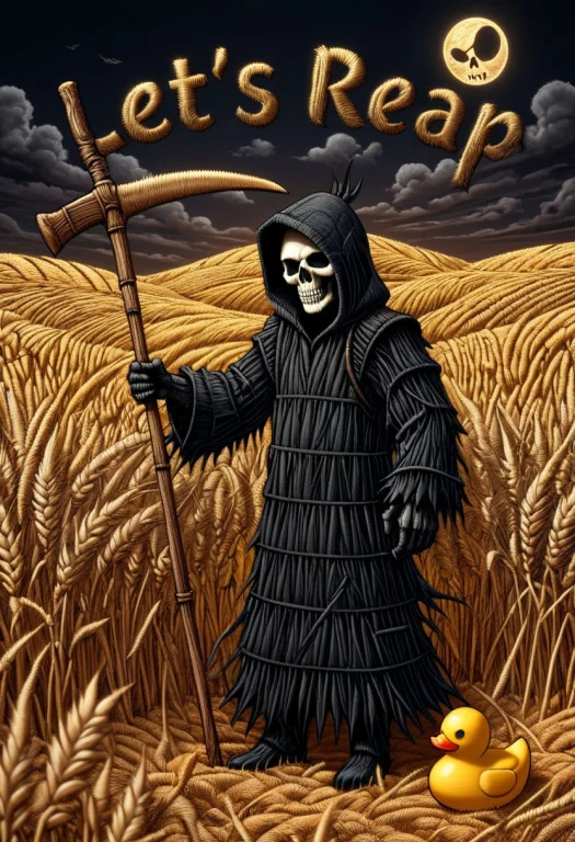 Biker Patch, The Grim Reaper Is Holding His Scythe Upright I...