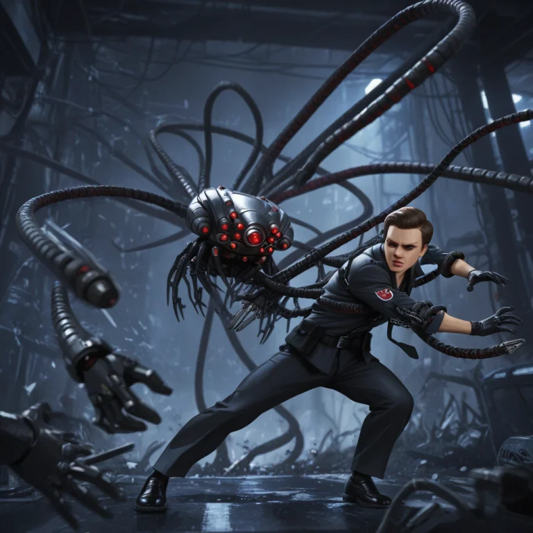 Matrsent,robot,tentacles, Action Pose,duo,human,female,tenta...