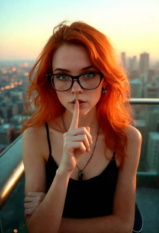 A Beautiful 18-year-old Woman With Ginger Hair, Medium Wavy...
