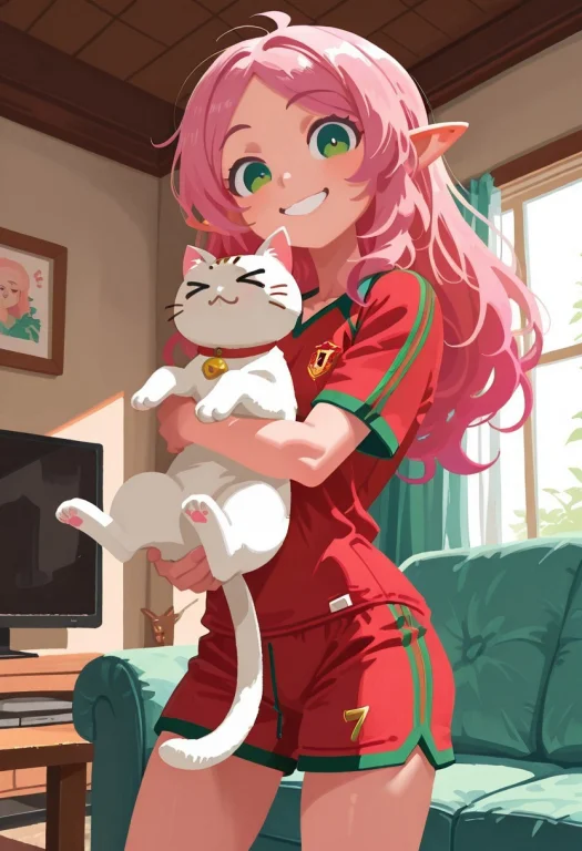 Solo, Living Room, Holding Cat, O3o, , Smiling, Happy, Elf G...