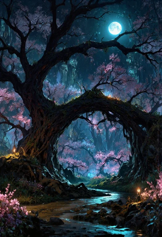 An Ancient Majestic Tree With A Massive Twisted Trunk Domina...