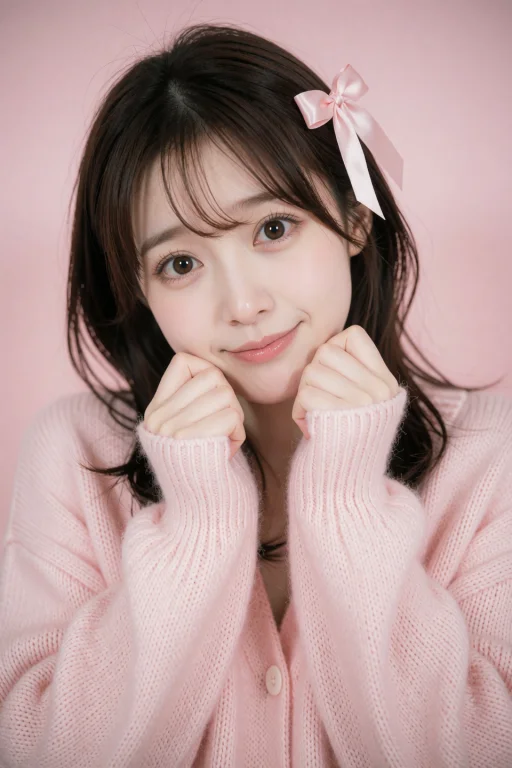 Pov Medium Shot, Asian Woman Making An Exaggeratedly Cute Pu...