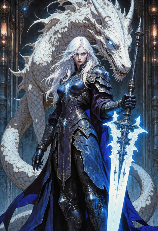 A Futuristic, Cyberpunk-styled Female Warrior. She Stands In...