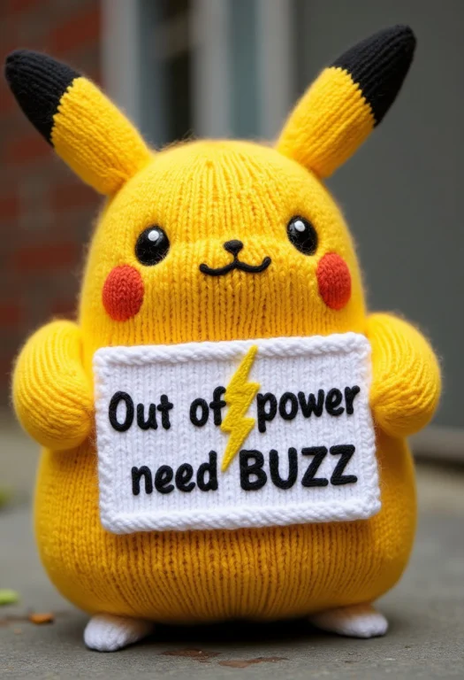 Fat Pikachu With Tiny Hands Holding A Sign Out Of Power Need...