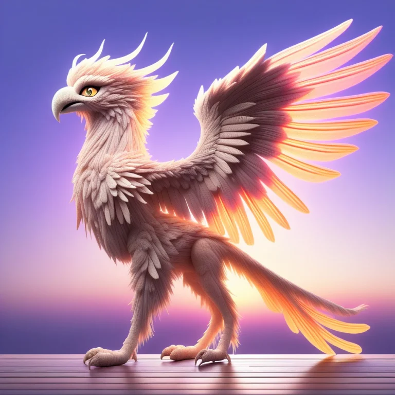 A Majestic, Life-sized Griffin, Intricately Sculpted From Wo...