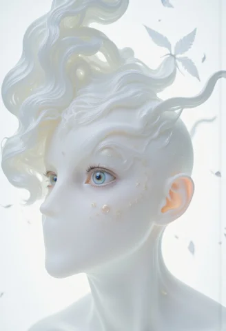 A Closeup, Surreal, Ethereal Portrait Of A Woman With A Haun... — FLUX AI Prompt: A closeup, surreal, ethereal portrait of a woman with a hauntingly beautiful, al...