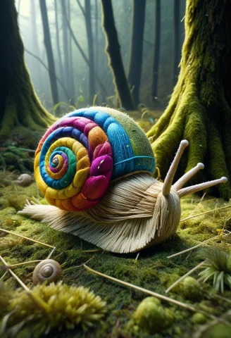 Snail Made of Straw Thread Prompt — SDXL AI Prompt: 8k, Raw digital photo, high quality, a snail made of straw thread, crawling acro...