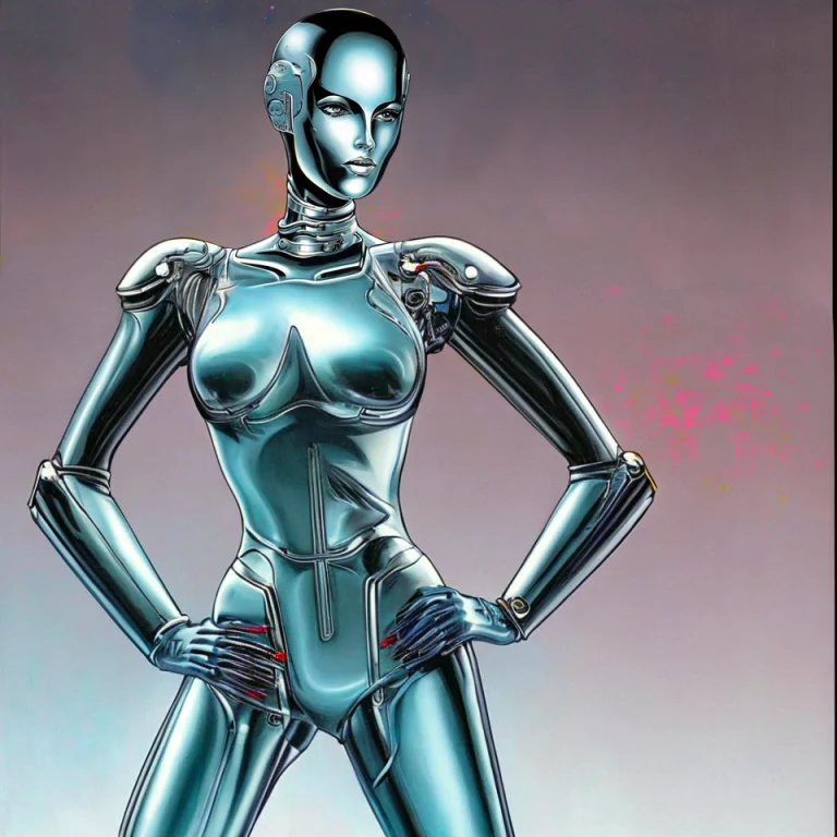 A Robot Woman With Her Hands On Hips1.3 On The Cover Of A He...
