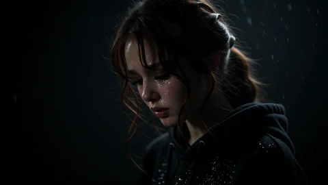 A Dark Cinematic Portrait Of A Young Woman Shown In Three-qu... — Stable Diffusion AI Prompt: A dark cinematic portrait of a young woman shown in three-quarter profile agains...