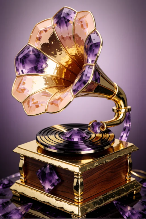Goldamethystworld, A Gramophone With A Huge Flared Horn Of P...