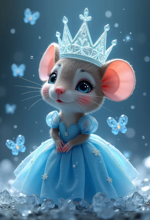 A Mouse Wearing A Princess Dress And A Crown Of Ice, The Ice...