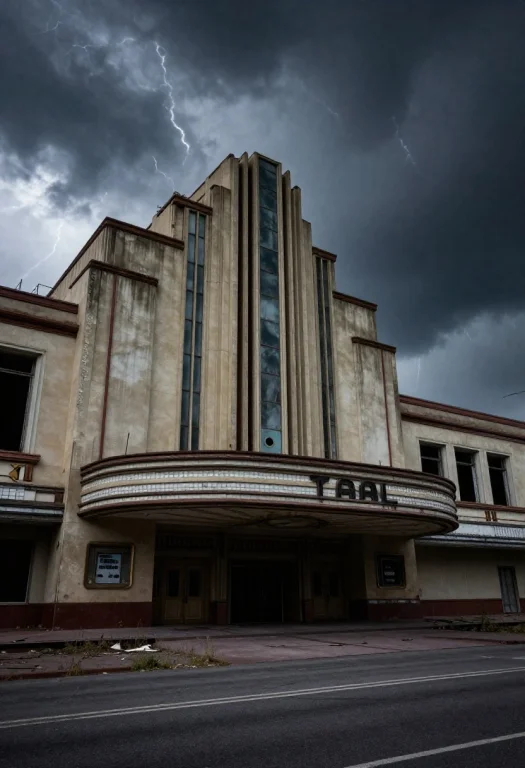 An Abandoned Art Deco Theater Reclaimed By Dust, Retro Futur...