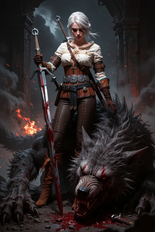 A Fierce, Battle-hardened C1riw Standing Victorious Beside T...