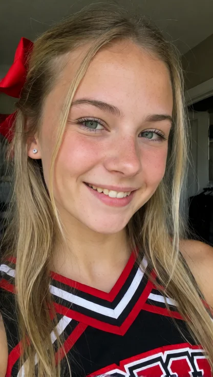 A Raw Photograph Of A Beautiful Old Cheerleader