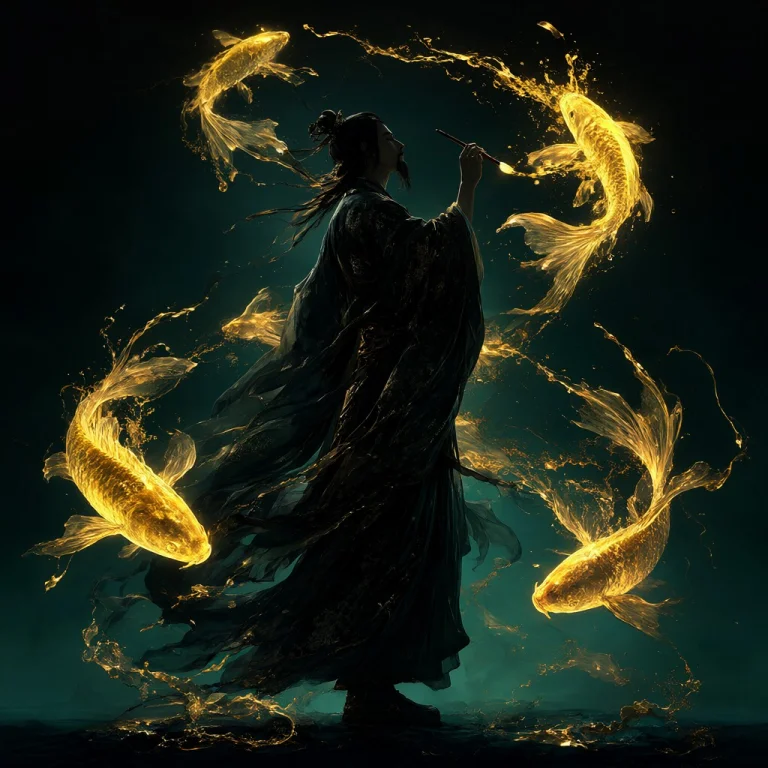 A Masterpiece Digital Painting Of A Silhouette In Traditiona...