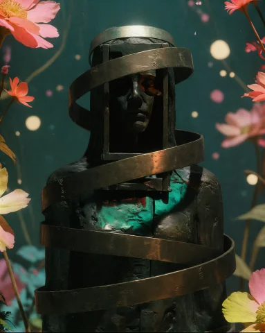 Darkcinemtic A Dark Bronze Or Patinated-metal Sculpture Of A... — Stable Diffusion AI Prompt: / darkcinem@tic/ A dark bronze or patinated-metal sculpture of a human figure st...
