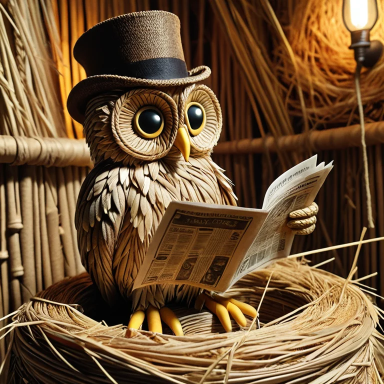 An Owl Wearing A Monocle And Top Hat Perched On A Toilet Cis...