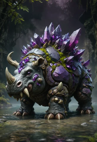 High Fantasy, A Fantastical Creature Resembling A Heavily Ar... — SDXL AI Prompt: high fantasy, a fantastical creature resembling a heavily armored hippo, it has...