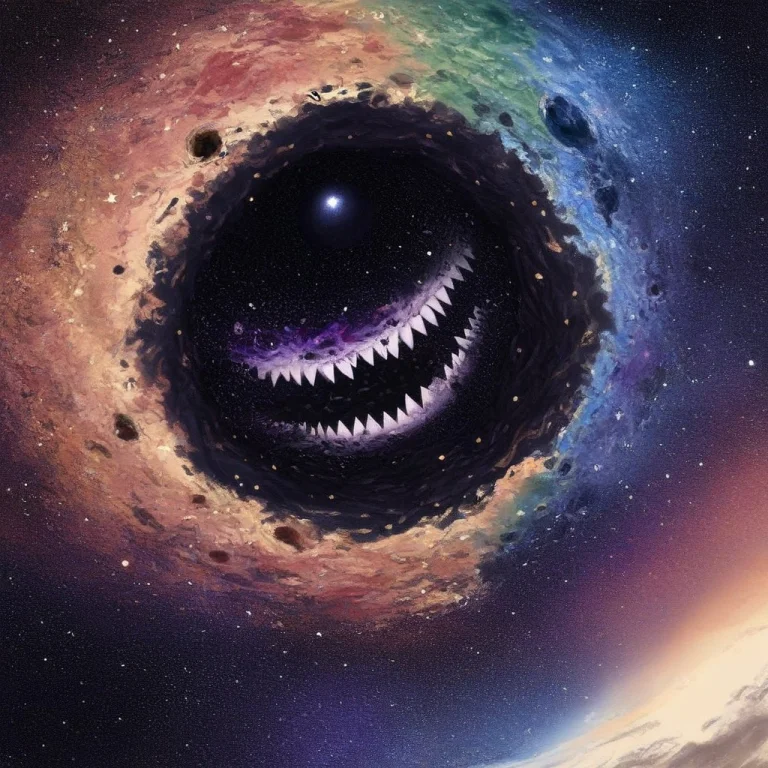 Giant Mouth With Sharp Teeth Is About To Eat Earth, Planet,...