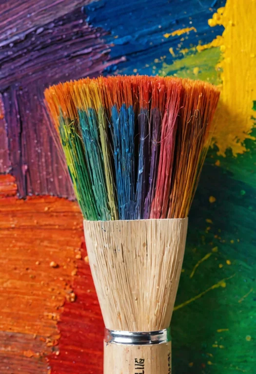A Close-up Of A Well-used Paintbrush, Its Bristles Splayed A...