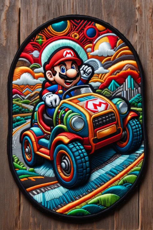 Mario Driving A Futuristic Vehicle, Surreal, Scenery, Landsc...