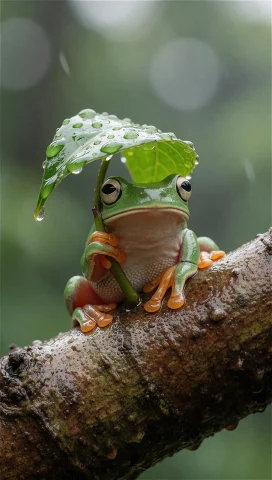 A Hyperrealistic Macro Nature Photograph Of A Vibrant Green... — Stable Diffusion AI Prompt: A hyperrealistic macro nature photograph of a vibrant green tree frog perched on...