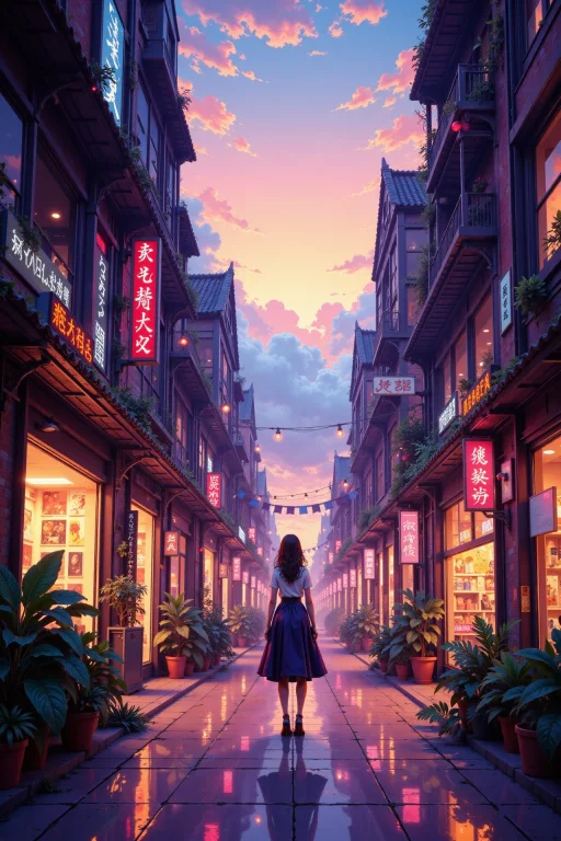 A Cyberpunk Futuristic Mall Beautiful Anime Landscape, Early...