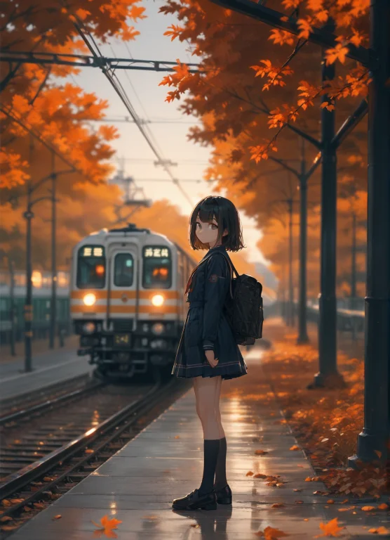 Score9,score8up,score7up,1girl,solo,autumn Leaves,socks,blac...