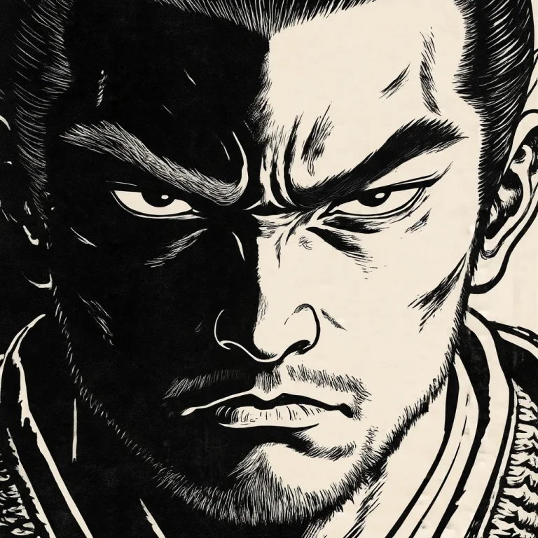 The Samurais Face Is In The Center The Right Half Is Human,...