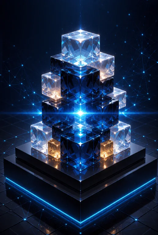 A High-tech Conceptual Illustration Of A Digital Structure,...