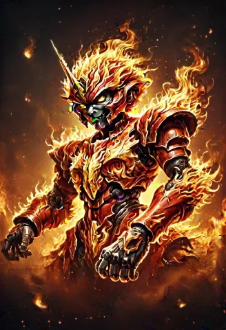 Score9, Score8up, Score7up, Sourcecartoon, Gundam Mecha Made... — Stable Diffusion AI Prompt: score_9, score_8_up, score_7_up, source_cartoon, gundam mecha made of flames.