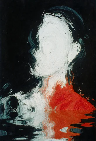 A Subtle Balance Of White And Red With A Black Background In... — FLUX AI Prompt: A subtle balance of white and red with a black background in the style of Bessie...