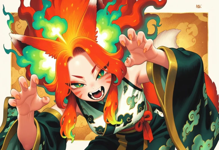 1 Girl , Solo , Ellysteiny , Orange Fox Ears , White Ear Tuf...