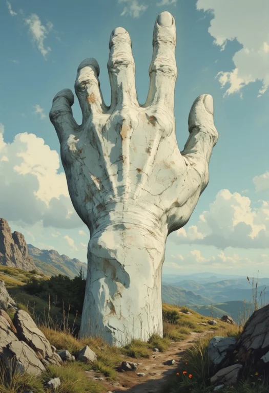 Masterpiece, Best Quality, A Gigantic Marble White Fingers C...