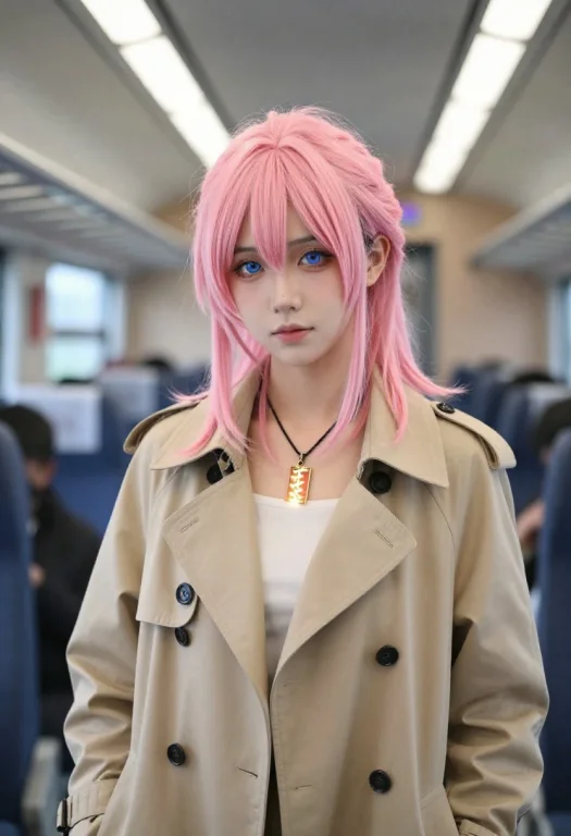 1other, Solo, Shoulder-length Hair, Pink Hair, Half Updo, He...